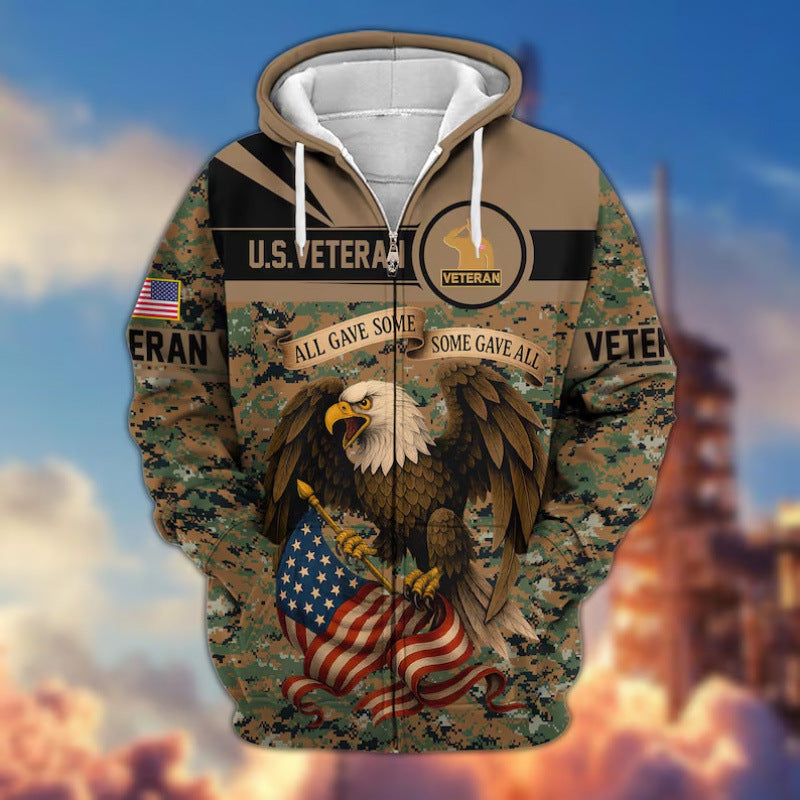 Herren Kapuzensweater mit amerikanischem Veteranenmotiv Drune