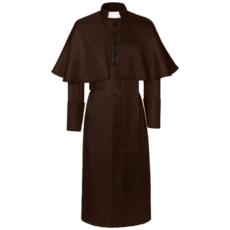 Damen nan eleganter Maxicape-Mantel mit gestuften Schultercapes und Stehkragen Drune