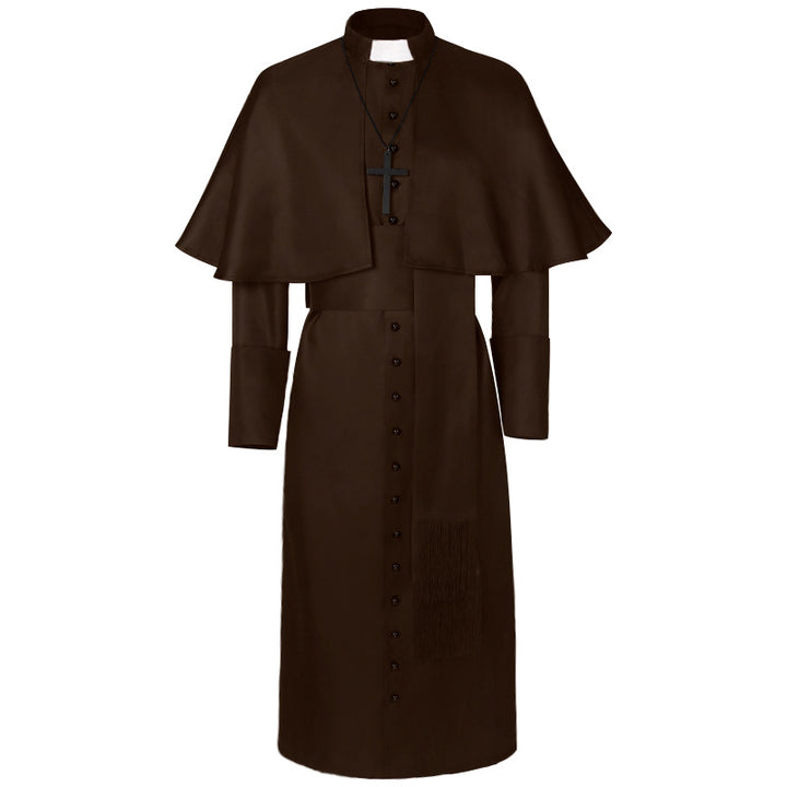 Damen nan eleganter Maxicape-Mantel mit gestuften Schultercapes und Stehkragen Drune