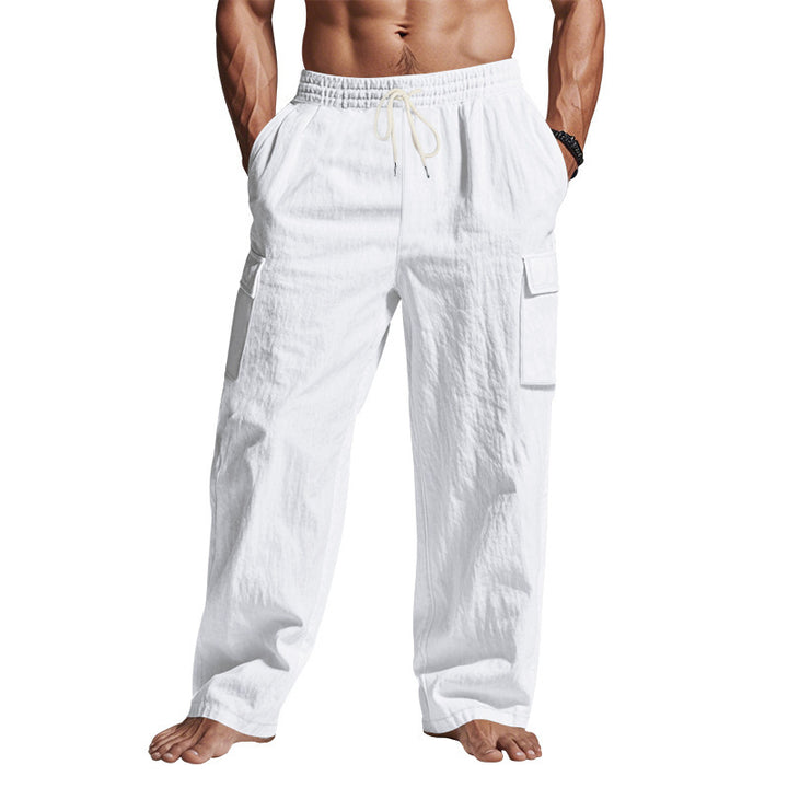Herren nan lockere Cargo-Freizeithose mit elastischem Tunnelzugbund und mehreren Taschen Drune