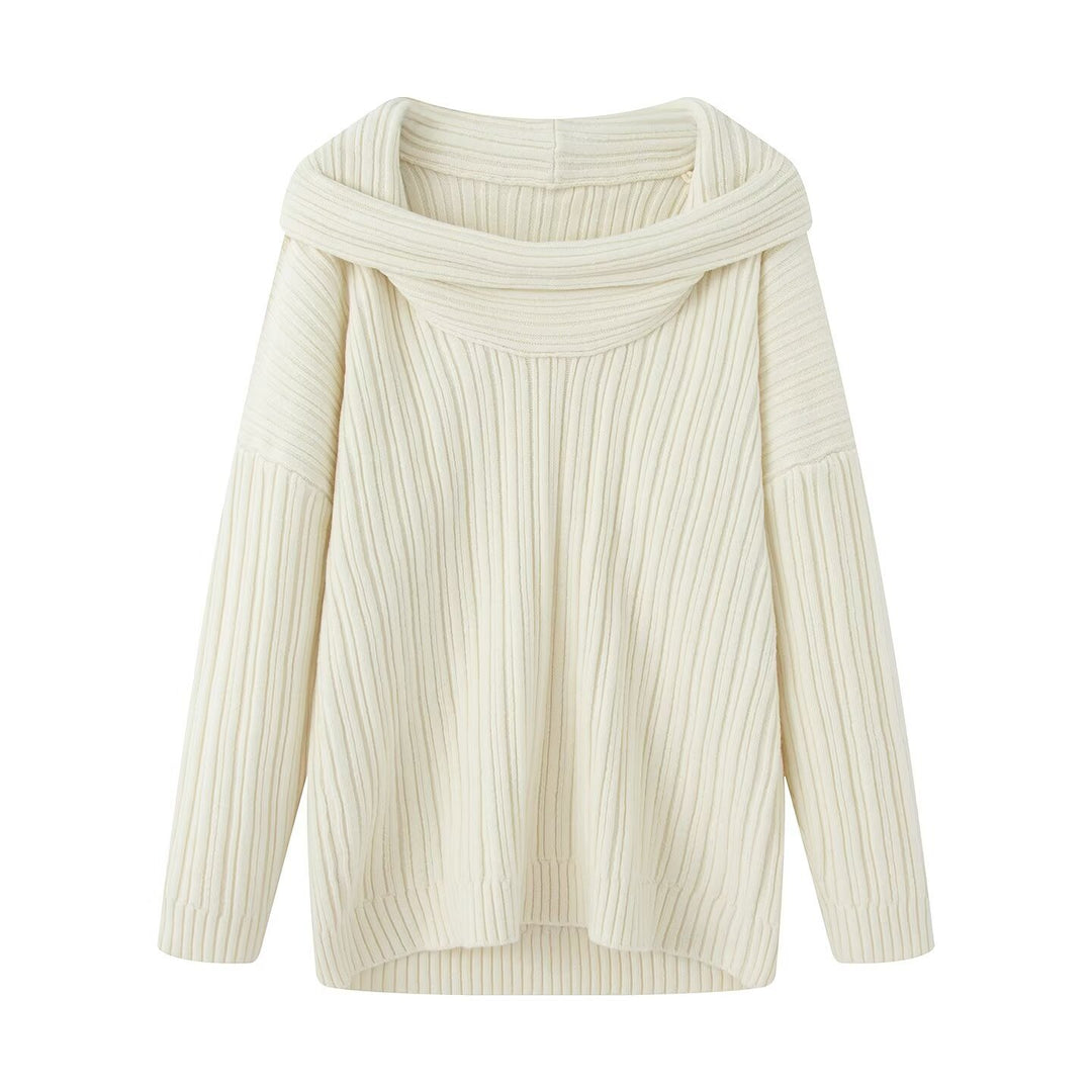 Damen lässiger Pullover mit modernem Rollkragen und vertikalem Strukturmuster Drune