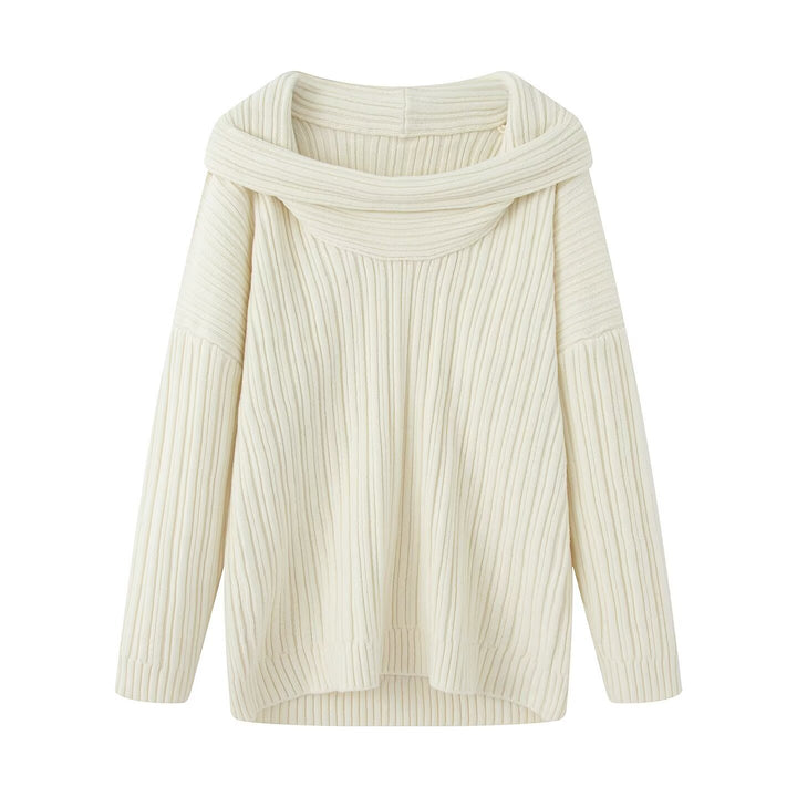 Damen lässiger Pullover mit modernem Rollkragen und vertikalem Strukturmuster Drune