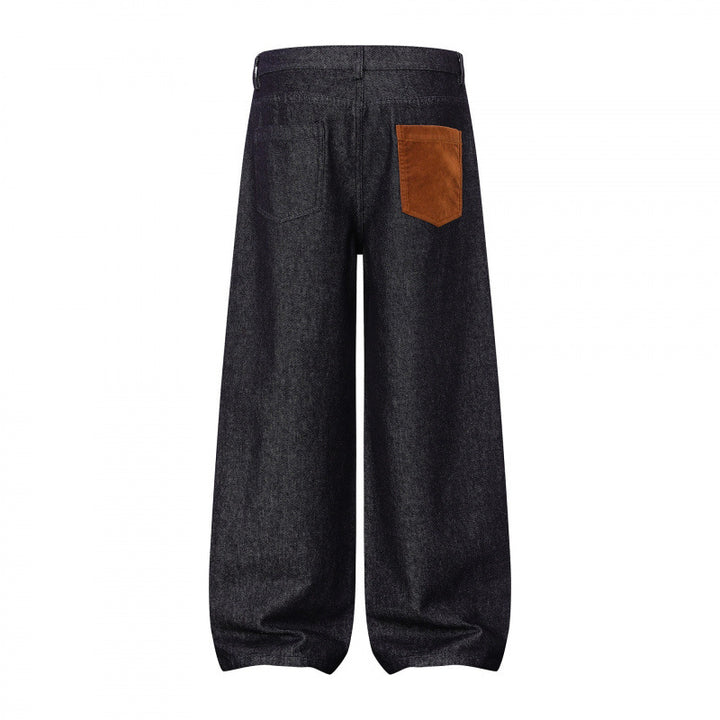 Damen Weite Ballon-Jeanshose mit hoher Taille, Knopfverschluss und gerafftem Saum Drune
