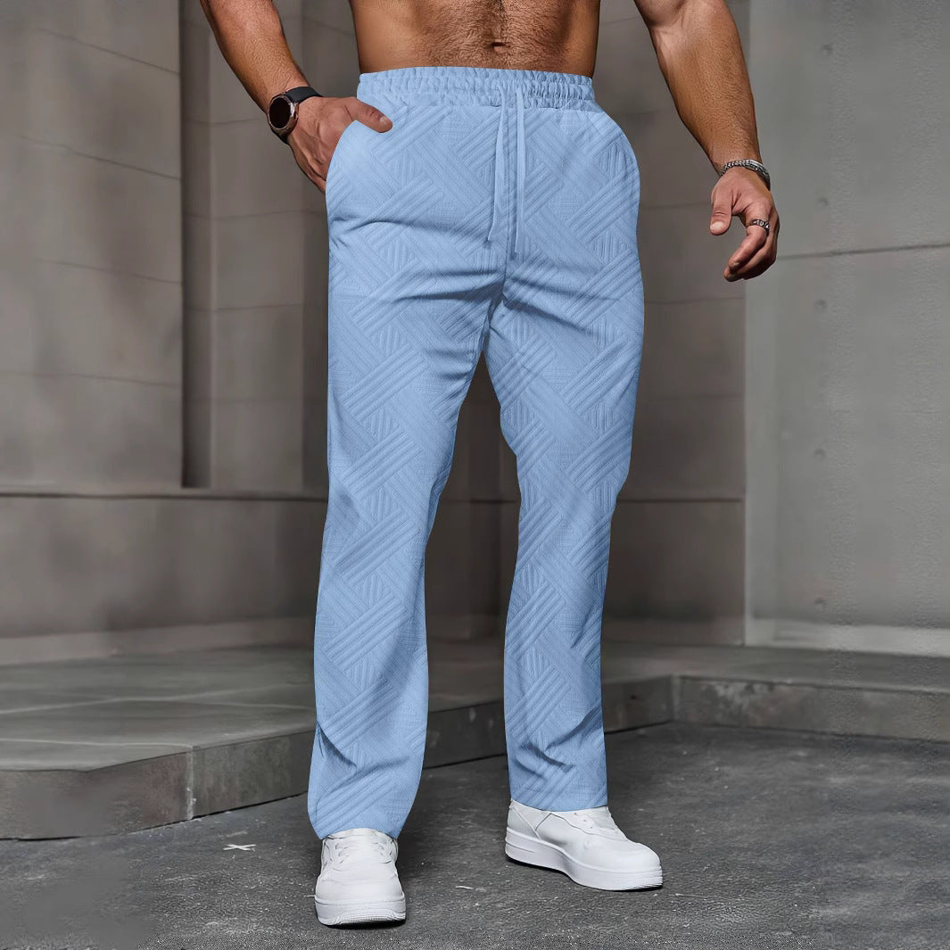 Herren nan strukturierte Relax-Jogginghose mit geometrischem Jacquard, elastischem Tunnelzug und geradem Bein Drune