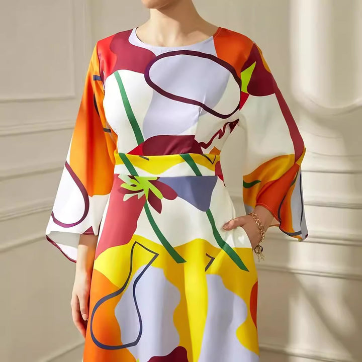 Damen traumhaftes Maxikleid mit moderne abstrakte Muster Drune