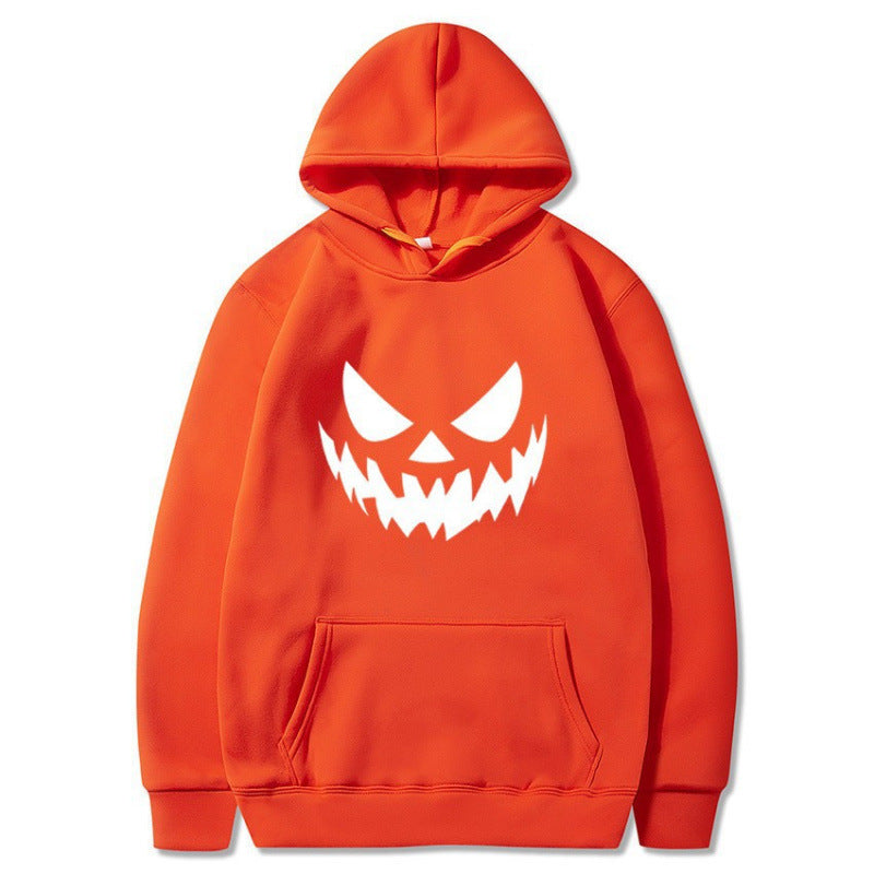 Unisex nan Kapuzenpullover mit gruseligem Kürbisgesicht-Print und Oversize Kängurutasche Drune