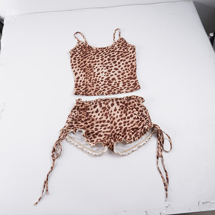 Damen Sportliches Bikini-Set mit verstellbaren Trägern und zeitlosem Leopardenmuster Drune