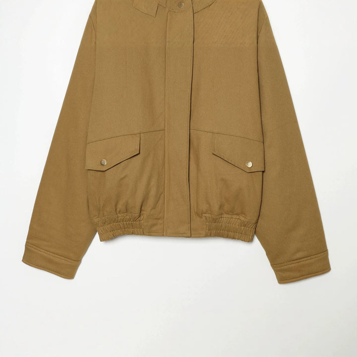 Damen nan leichte Fieldjacke aus Baumwollmix mit verdeckter Druckknopfleiste, Hemdkragen und elastischem Saum Drune