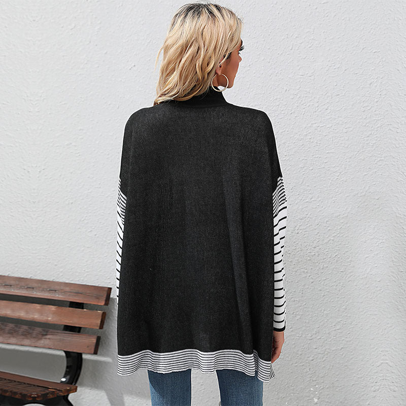 Damen Lässiger Pullover mit gestreiften Ärmeln Drune