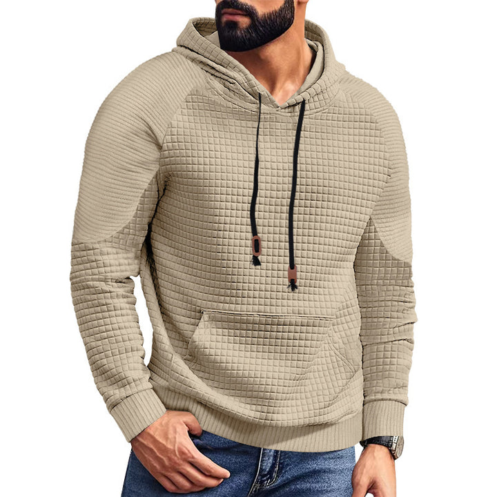 Herren nan gequilteter Kapuzenpullover mit quadratischer Struktur und Kängurutasche Drune