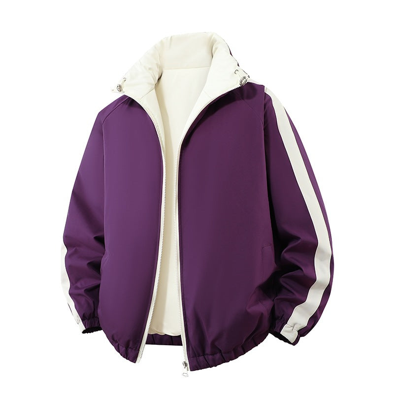 Herren Kurz geschnittene Thermo-Pufferjacke mit hohem, verstellbarem Stehkragen und kontrastierter Innenfütterung Drune
