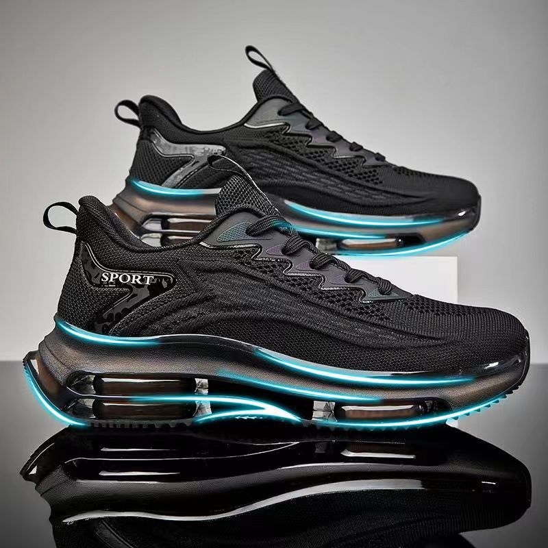 Unisex atmungsaktive Strick-Laufsneaker mit sichtbarer Luftkammer, verstärkter Ferse und rutschfester Profilsohle Drune