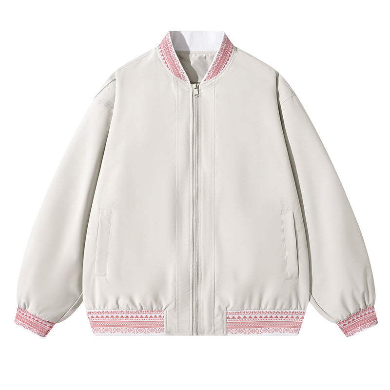 Damen Oversize Bomberjacke mit folklorischen Stickborden Drune