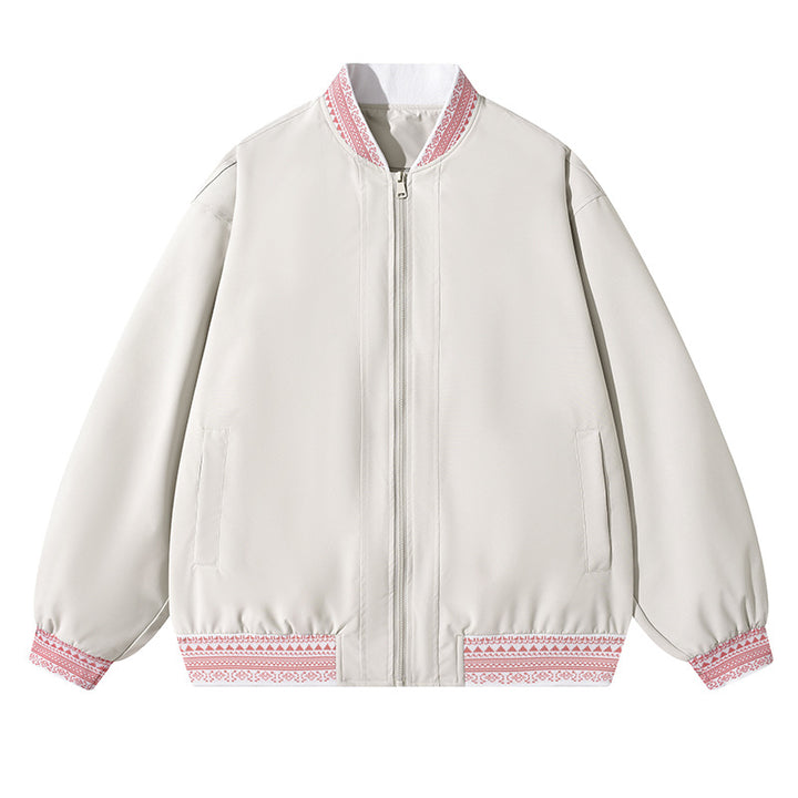 Damen Oversize Bomberjacke mit folklorischen Stickborden Drune