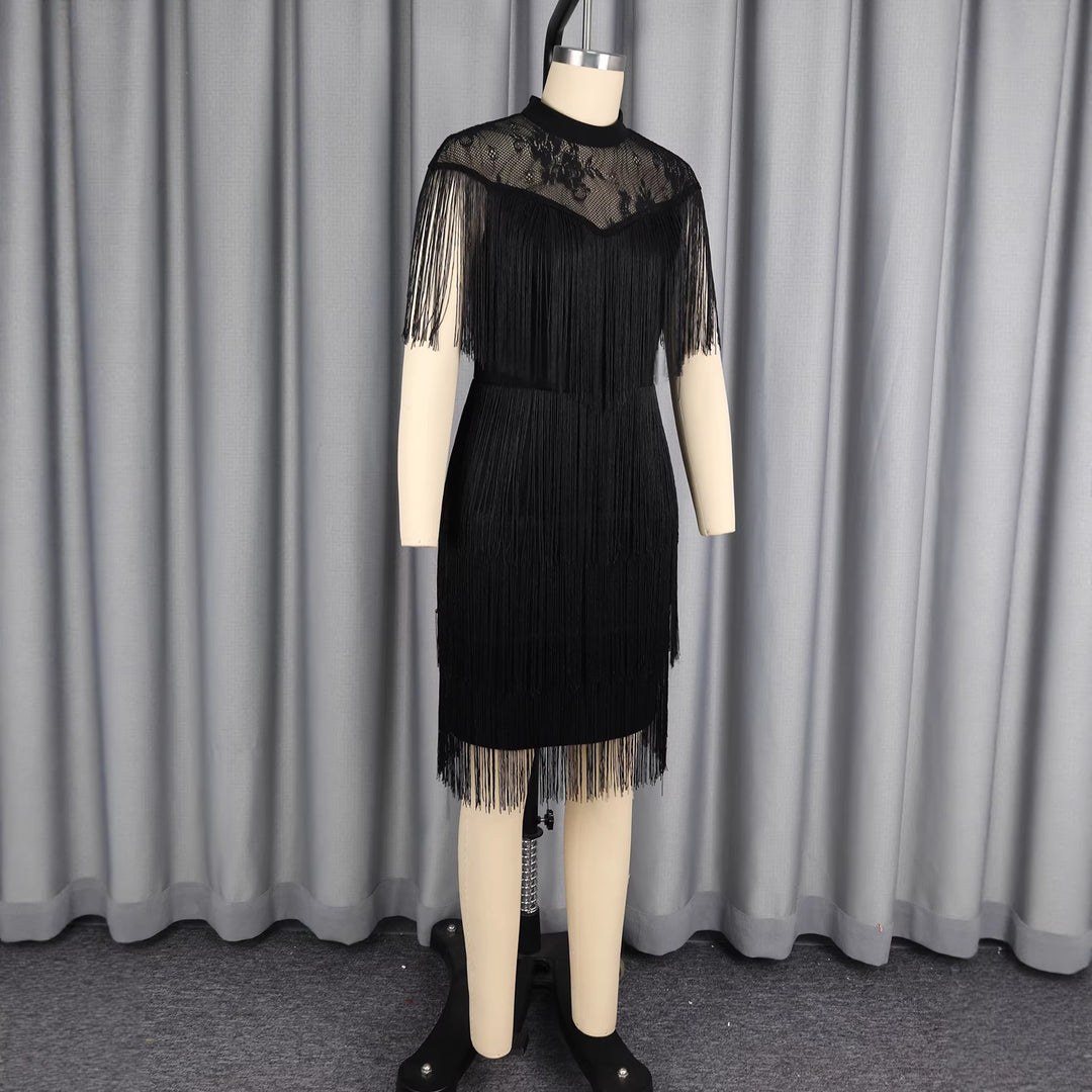 Damen Fransen Kleid Drune