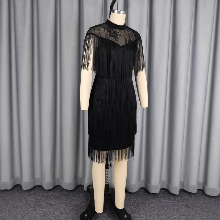 Damen Fransen Kleid Drune
