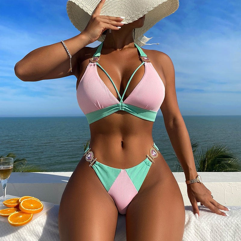 Damen Triangel-Bikini mit eleganten Schmuckdetails Drune