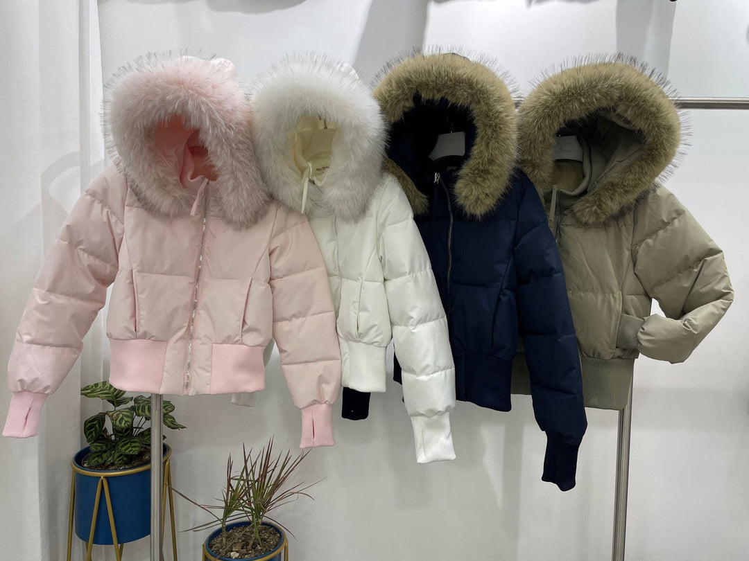 Warm Leicht Gesteppt Abnehmbare Kapuze Winterjacke Damen | Drune