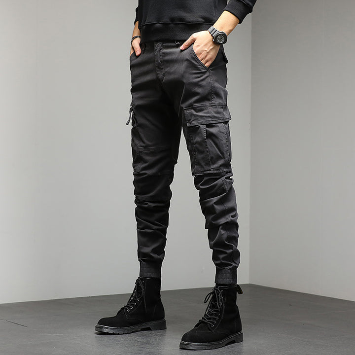 Herren Cargo-Joggerhose mit Knieabnähern elastischem Bund und Mehrfachtaschen Drune