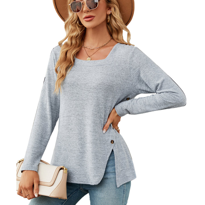 Damen lockerer Langarm-Top mit asymmetrischem Saum Drune