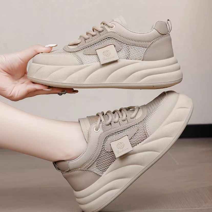Damen Komfortable und trendige Sneakers mit atmungsaktivem Mesh und dicker Sohle Drune