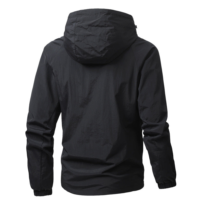 Herren Leichte Funktionsjacke mit verstellbarem Kapuzenkragen Drune