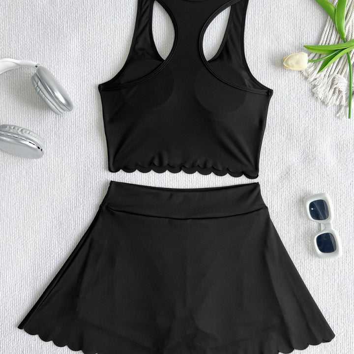 Damen Sportliches Tennis-Outfit mit gewelltem Saum Drune