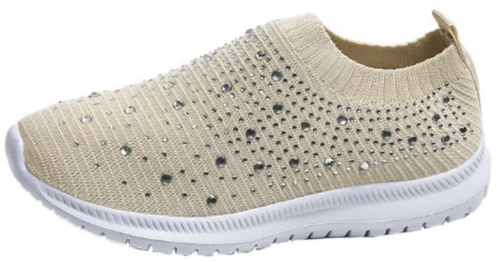 Damen Elastischer Slip-On Strick-Sneaker mit Strassbesatz Drune