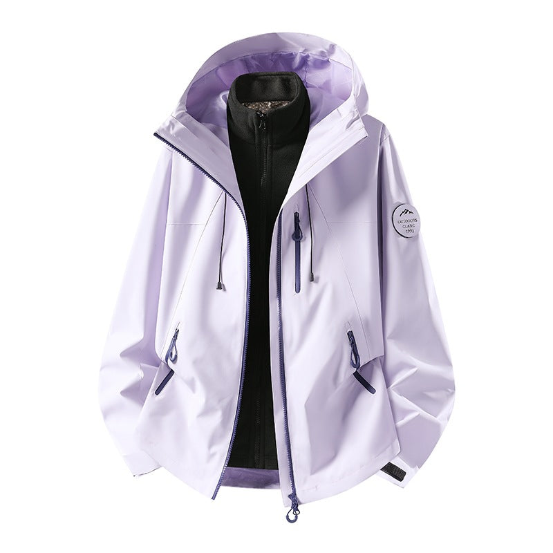 Herren Zweiteilige wasserdichte Outdoorjacke mit abnehmbarer Fleece‑Innenjacke und versiegelten Nähten Drune