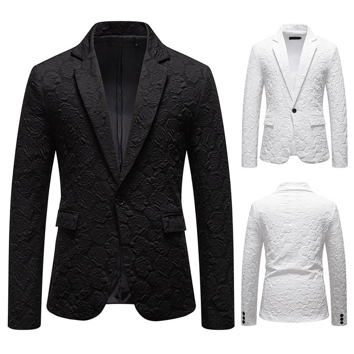 Herren nan strukturiertes Business-Sakko mit floraler Jacquardstruktur und Slim-Fit Drune