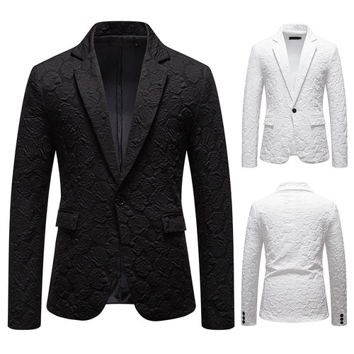 Herren nan strukturiertes Business-Sakko mit floraler Jacquardstruktur und Slim-Fit Drune
