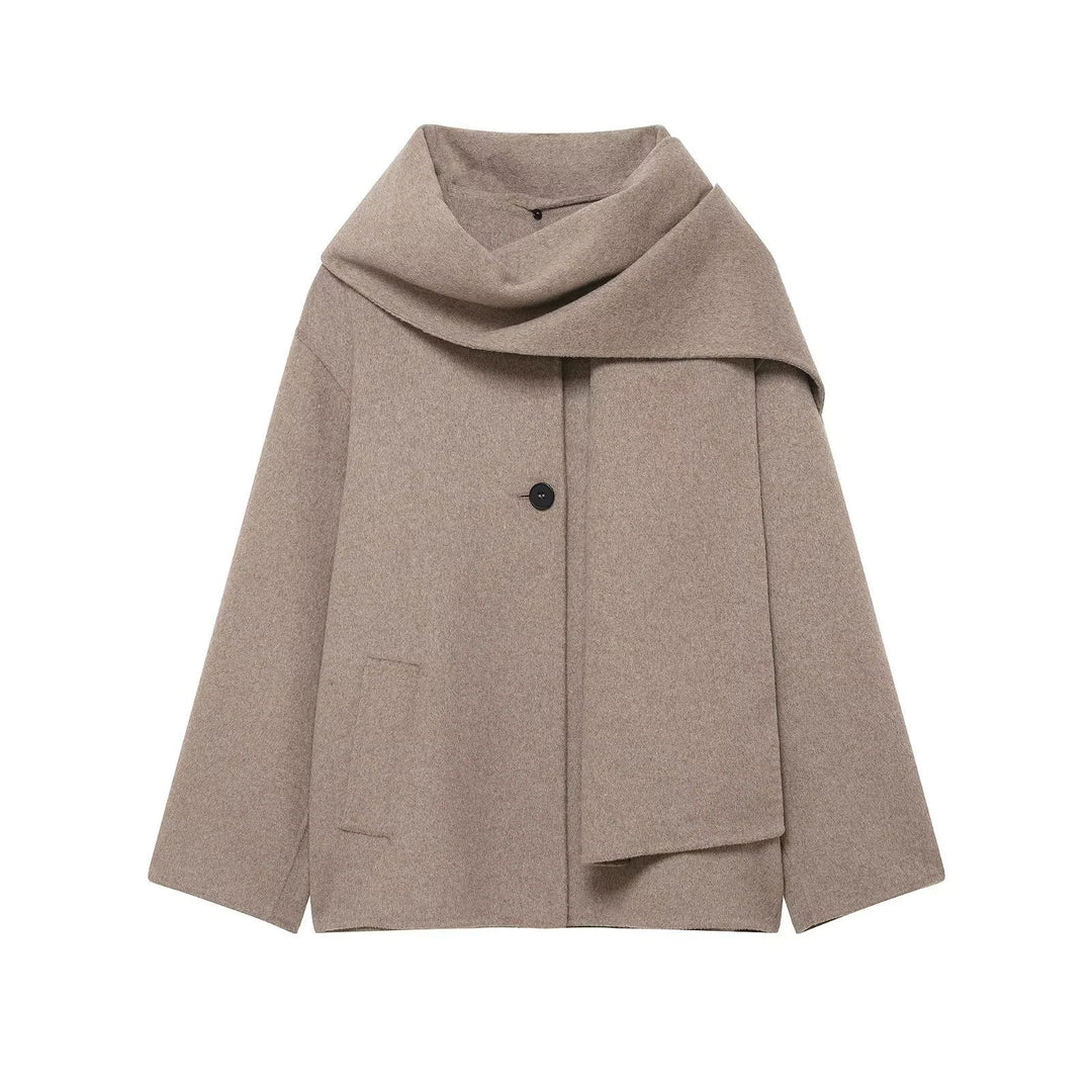 Damen nan Oversize Wollmantel mit voluminösem Schalkragen und verdeckter Knopfleiste Drune