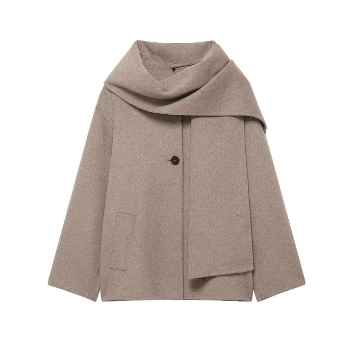 Damen nan Oversize Wollmantel mit voluminösem Schalkragen und verdeckter Knopfleiste Drune