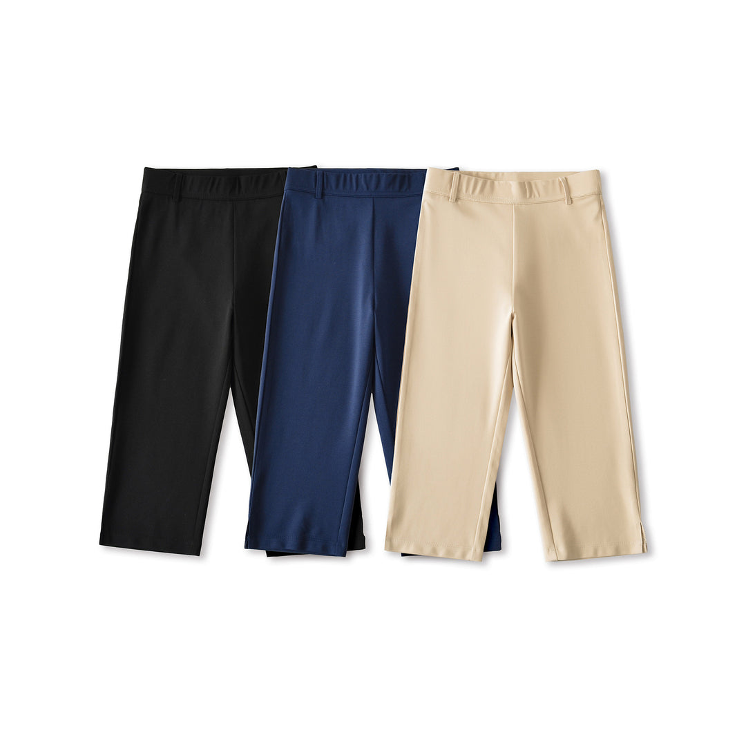 Damen Capri-Stretchhose mit hohem Bund, schmaler Silhouette und Bein-Schlitz Drune