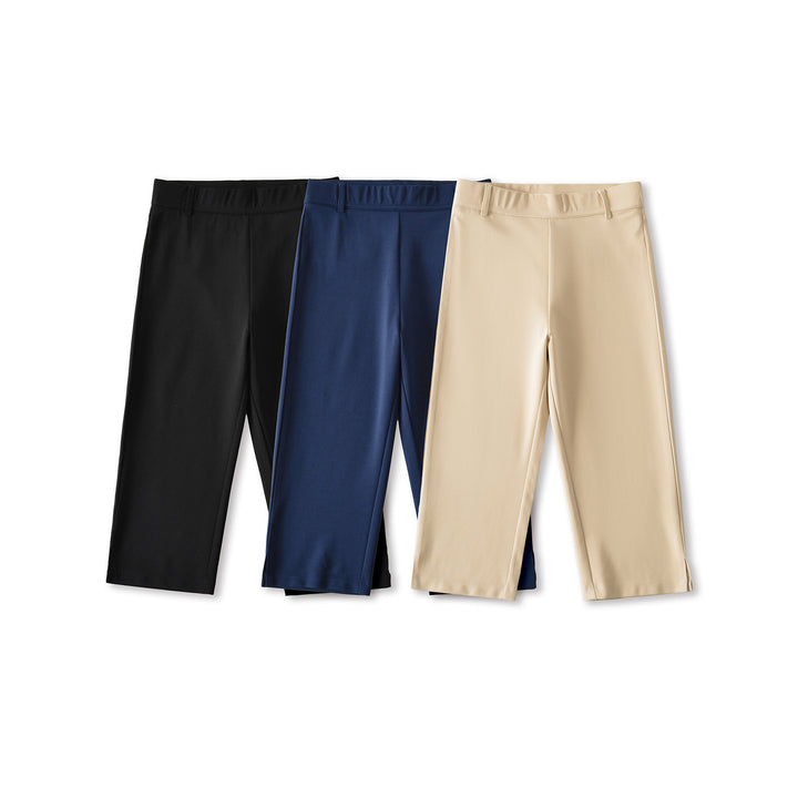Damen Capri-Stretchhose mit hohem Bund, schmaler Silhouette und Bein-Schlitz Drune