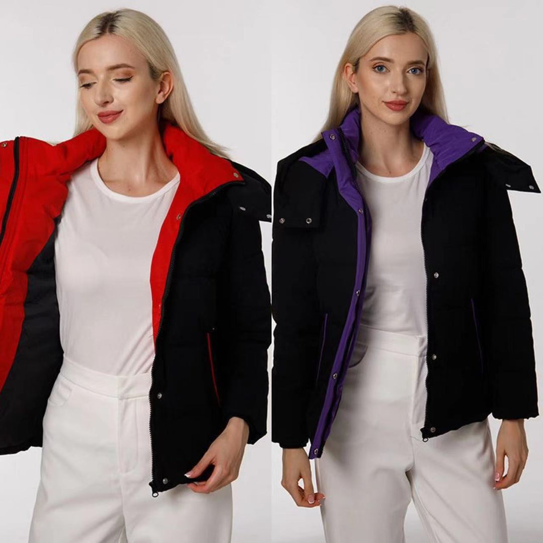 Damen gesteppte Winterjacke mit wendbarem Design und praktischen Taschen Drune