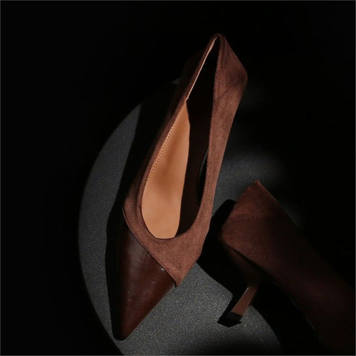 Damen spitze Pumps mit elegantem Veloursleder Drune