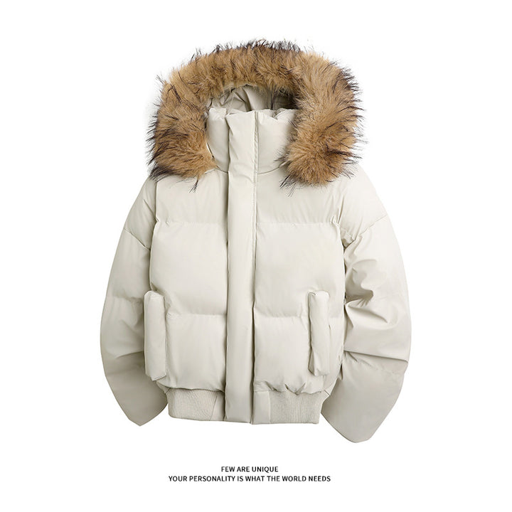 Damen modische Steppjacke mit kuscheligem Kunstfellbesatz und praktischen Taschen Drune