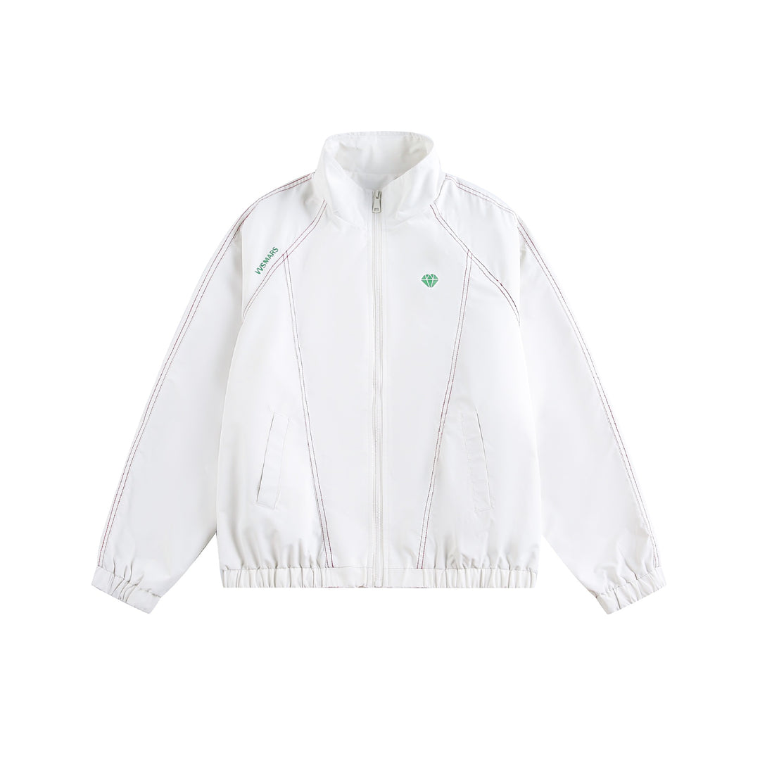 Unisex Sportliche leichte Trainingsjacke mit Stehkragen, Kontraststeppungen und elastischem Saum Drune