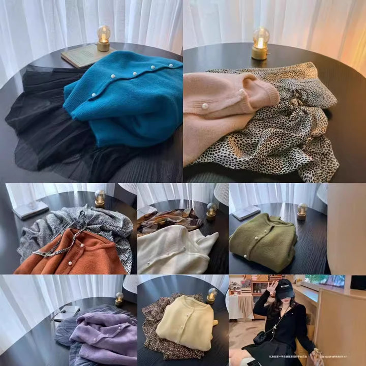 Damen Strickjacke mit edlen Perlenknöpfen und modernem Design Drune
