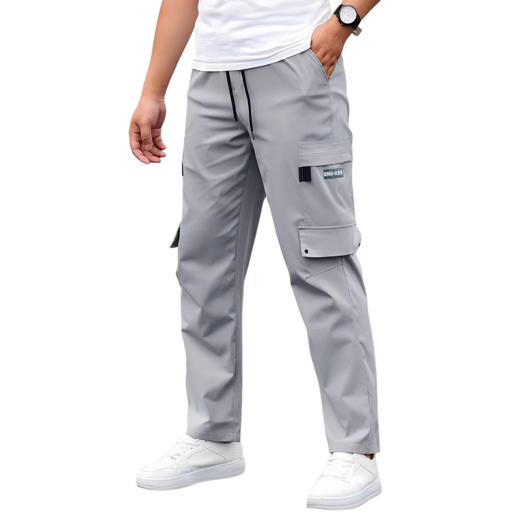 Herren Lässige technische Cargohose mit Multifachtaschen, Tunnelzugbund und geradem Bein Drune