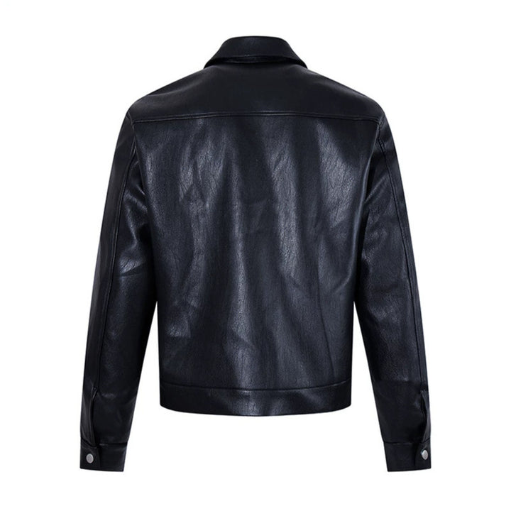 Herren Lederjacke mit Knebelverschlüssen, kurzem Schnitt und Hemdkragen Drune