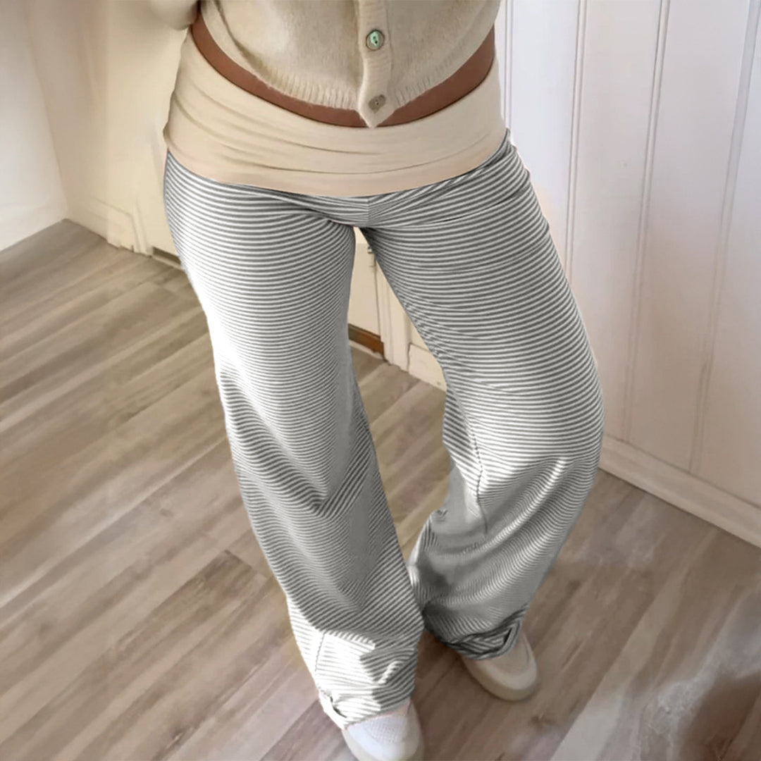 Damen nan weite Palazzo-Loungehose mit hohem Bund und elastischem Comfort-Stretch Drune