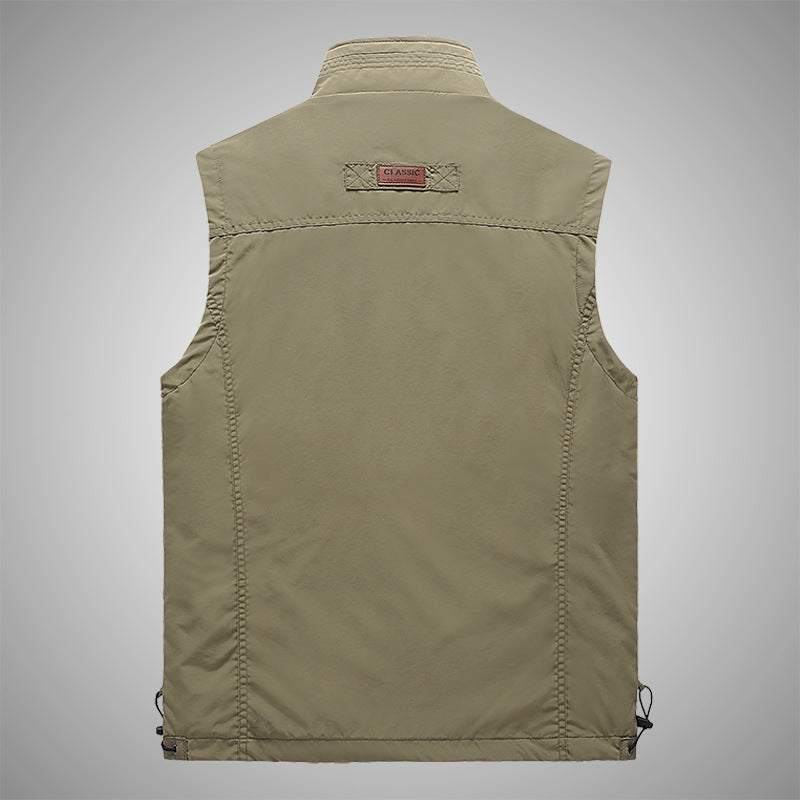 Herren Multifunktionale Outdoorweste mit winddichter Hülle, Netzfutter und Reißverschlusstaschen Drune