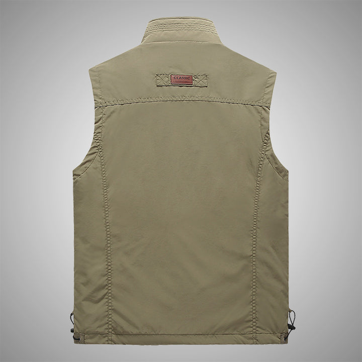 Herren Multifunktionale Outdoorweste mit winddichter Hülle, Netzfutter und Reißverschlusstaschen Drune