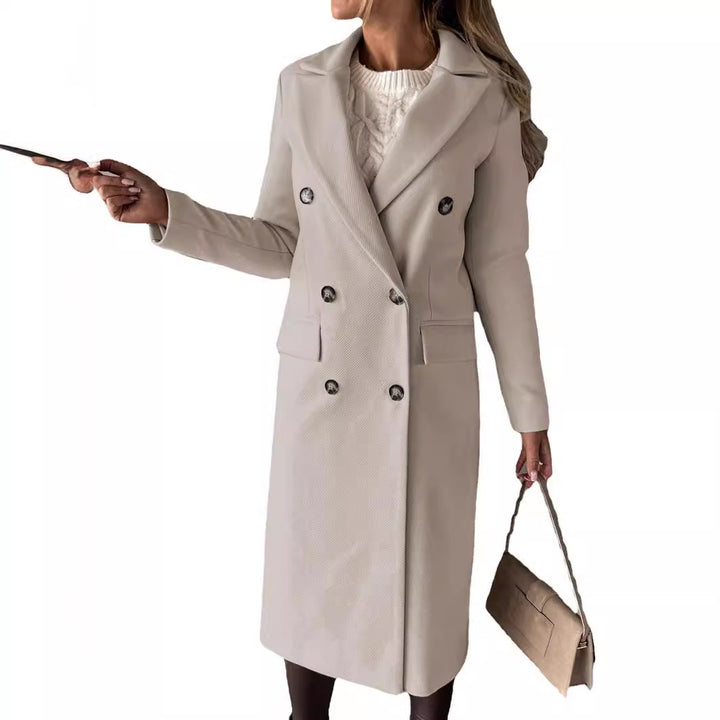 Damen Eleganter Doppelt-knopf Mantel Drune