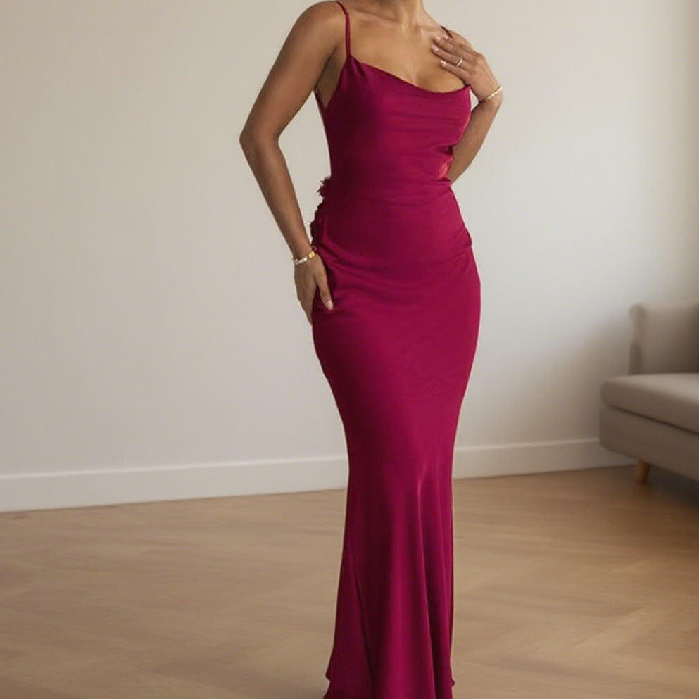 Damen Elegantes und figurbetontes Abendkleid mit schmalen Trägern Drune
