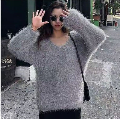 Damen Flauschiger Pulli Drune