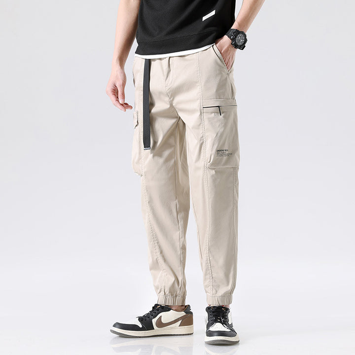 Herren Leichte Utility-Cargohose im Joggerstil mit integriertem Gürtelband und Reißverschlusstaschen Drune