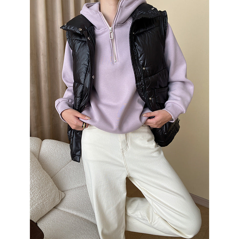Damen Bequemer Hoodie mit Halb-Reißverschluss Drune